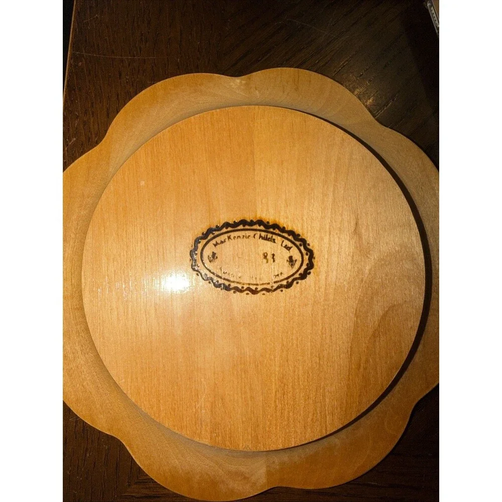 MacKenzie-Childs Floral Decal Wooden Plate 8.5